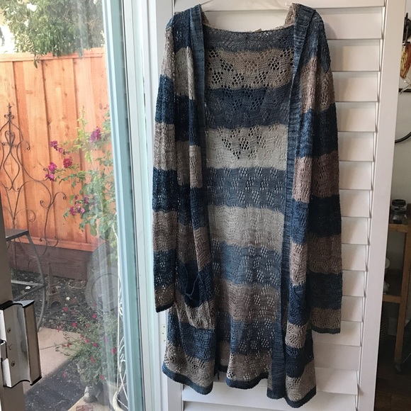Moth Sweaters - MOTH Long OpenWeave Hooded Sweater EUC!